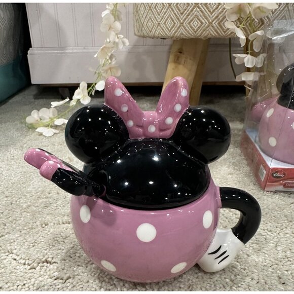 Disney Minnie Mouse Ceramic Mug & Spoon Set With Lid - Picture 2 of 5